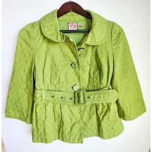 Vintage Juicy Couture Womens S/M SZ 6 Belted‎ Anchor Button Up Jacket Green Y2k